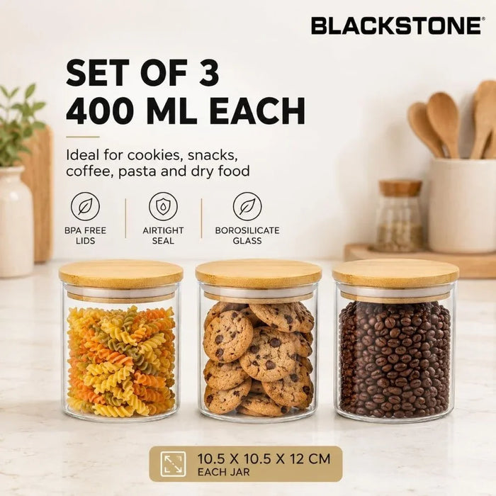 Glass Storage Jars with Bamboo Lids for Kitchen