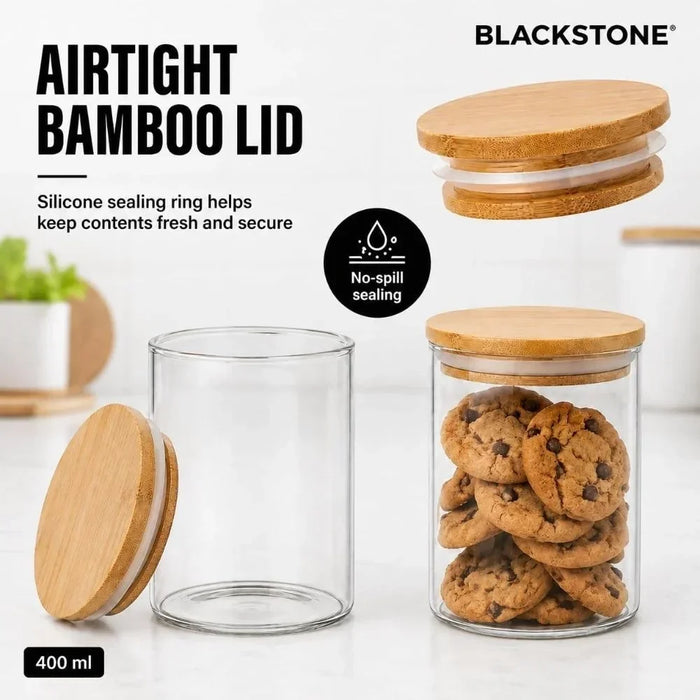 Glass Storage Jars with Bamboo Lids for Kitchen