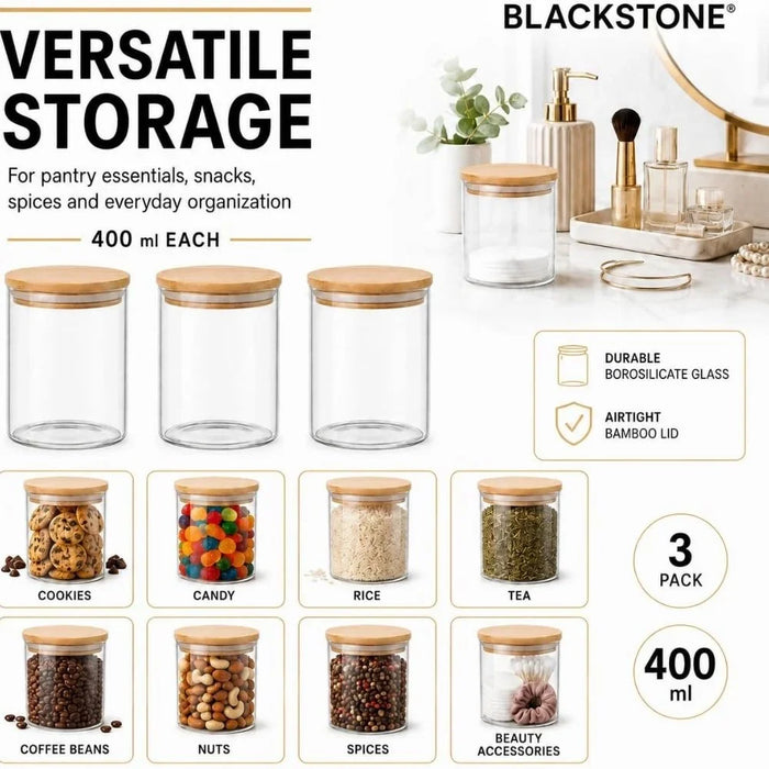 Glass Storage Jars with Bamboo Lids for Kitchen