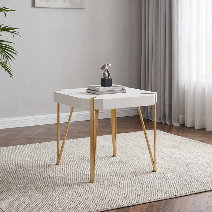 End Table Multifunctional Living Room Small Desk Space Saving Octagonal Side Table For Modern Home White/Golden 60x60x54cm White/Golden 60x60x54cm