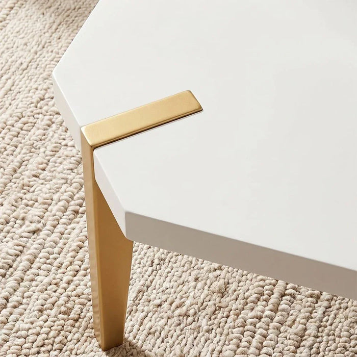 End Table Multifunctional Living Room Small Desk Space Saving Octagonal Side Table For Modern Home White/Golden 60x60x54cm White/Golden 60x60x54cm