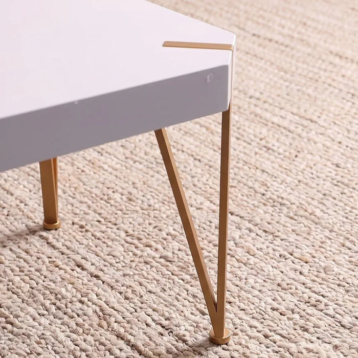 End Table Multifunctional Living Room Small Desk Space Saving Octagonal Side Table For Modern Home White/Golden 60x60x54cm White/Golden 60x60x54cm