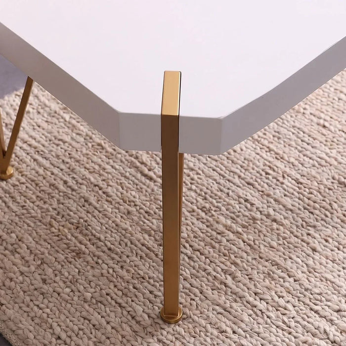End Table Multifunctional Living Room Small Desk Space Saving Octagonal Side Table For Modern Home White/Golden 60x60x54cm White/Golden 60x60x54cm