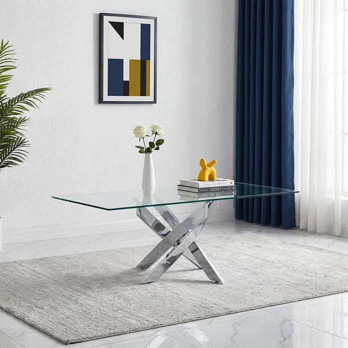 Leonardo Coffee Table Clear/White 120 x 60 x 45cm
