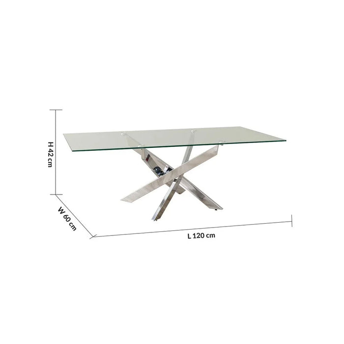 Leonardo Coffee Table Clear/White 120 x 60 x 45cm
