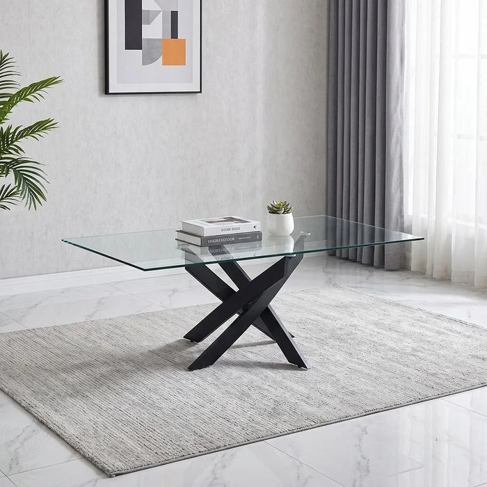 Leonardo Coffee Table Clear/Black 120 x 60 x 45cm