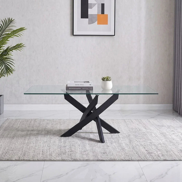 Leonardo Coffee Table Clear/Black 120 x 60 x 45cm