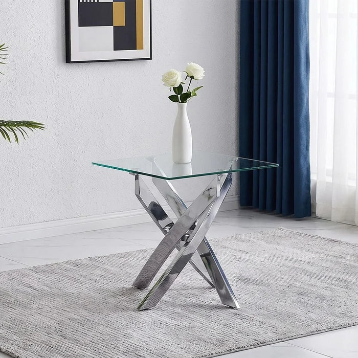 Leonardo End Table Clear/Silver 55 x 55 x 55cm