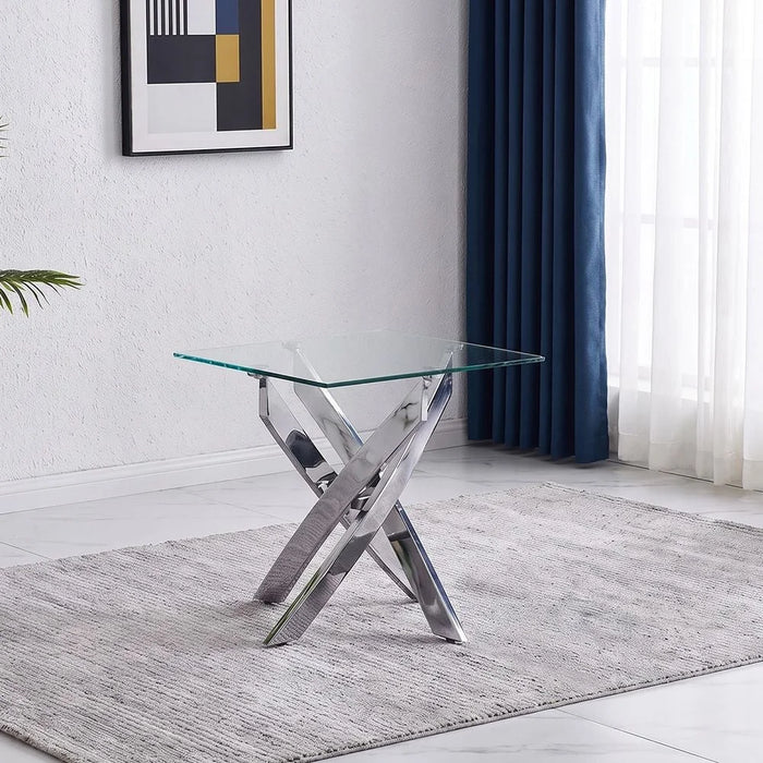 Leonardo End Table Clear/Silver 55 x 55 x 55cm