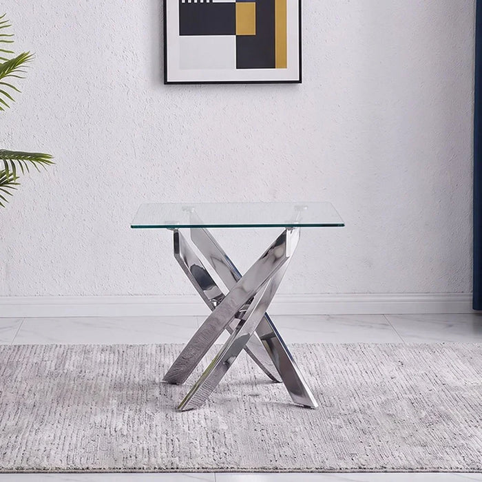 Leonardo End Table Clear/Silver 55 x 55 x 55cm
