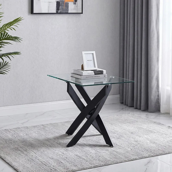 Leonardo End Table Clear/Black 55 x 55 x 55cm