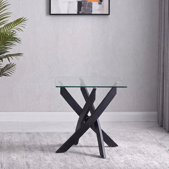 Leonardo End Table Clear/Black 55 x 55 x 55cm