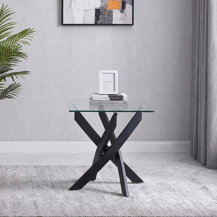 Leonardo End Table Clear/Black 55 x 55 x 55cm