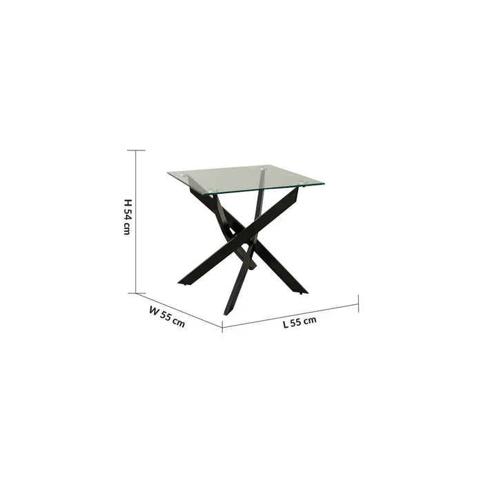 Leonardo End Table Clear/Black 55 x 55 x 55cm
