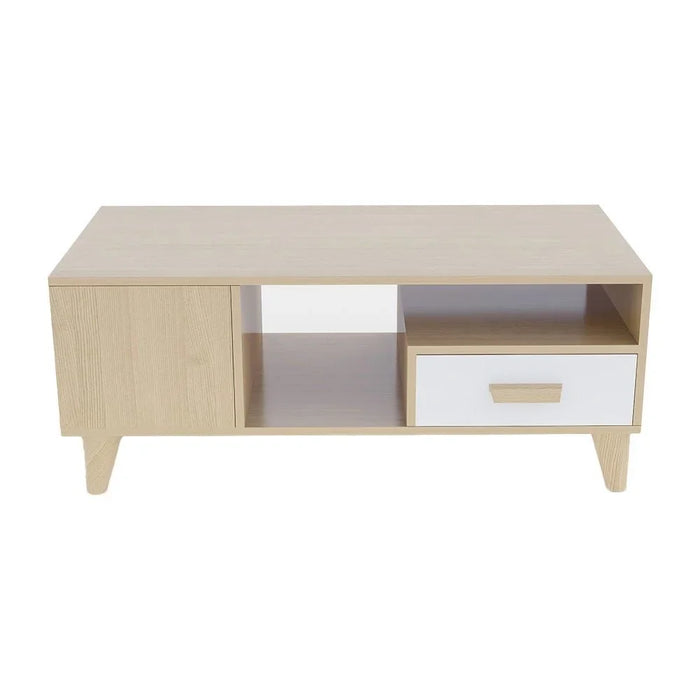 Renzo Coffee Table 2-Tier with Drawer Multifunctional Center Table Rectangular Modern Furniture For Living Room Natural Oak 50x100x40 cm