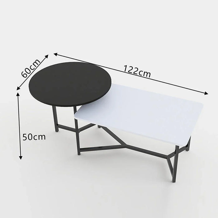 Davide Coffee Table Multifunctional Center Table Round/Rectangular Modern Furniture For Living Room White/Black 60x125x50 cm