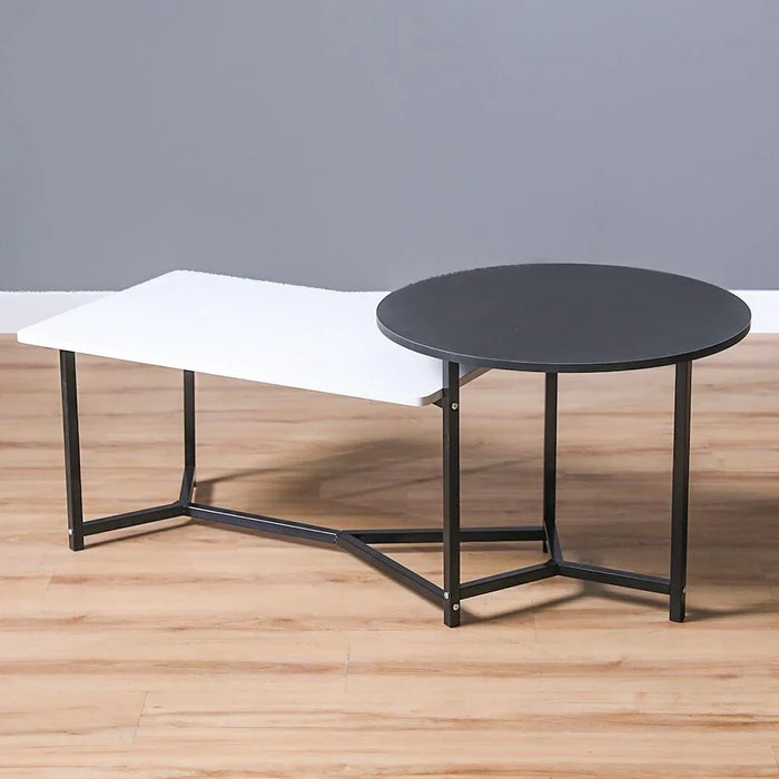 Davide Coffee Table Multifunctional Center Table Round/Rectangular Modern Furniture For Living Room White/Black 60x125x50 cm