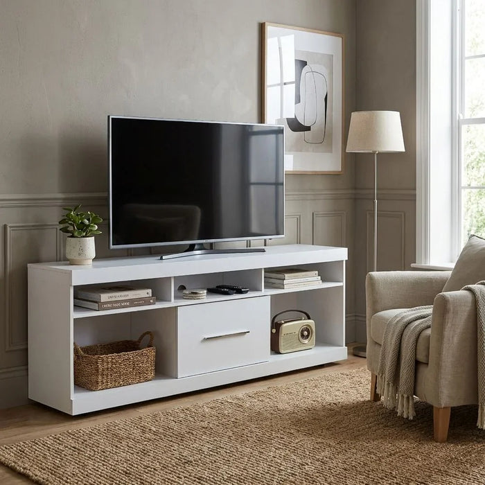 Onix Top TV Unit for TVs Upto 70 inches And Multifunctional Home Theater White 180x40x65.8cm