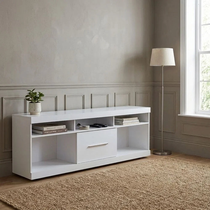 Onix Top TV Unit for TVs Upto 70 inches And Multifunctional Home Theater White 180x40x65.8cm