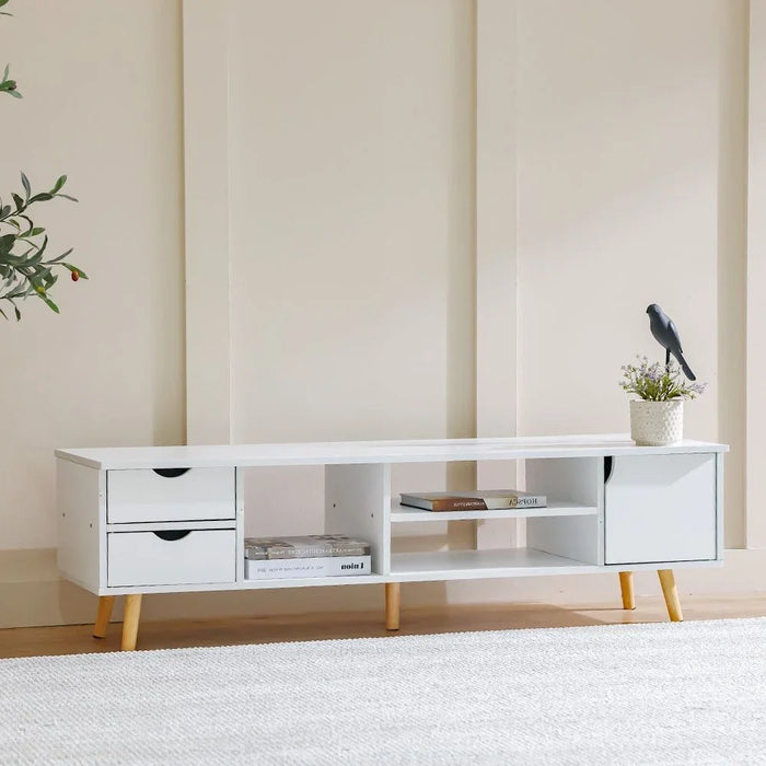 Enzo TV Cabinet For Up To 50 Inches TV Multifunctional Home Theater TV Rack White 140x45x39 cm