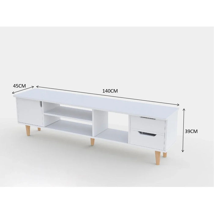 Enzo TV Cabinet For Up To 50 Inches TV Multifunctional Home Theater TV Rack White 140x45x39 cm