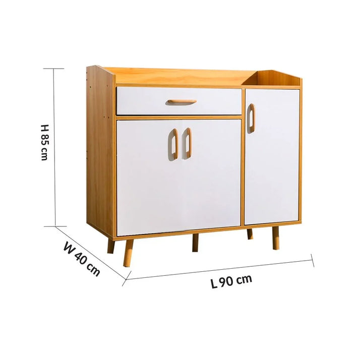 Manro 14 Pairs Wooden Shoe Cabinet Modern Design Furniture For Entryway Hallway Living Room White/Brown Engineered Wood 1 Drawer 7 Shelves 13 Pairs 90x40x84 cm