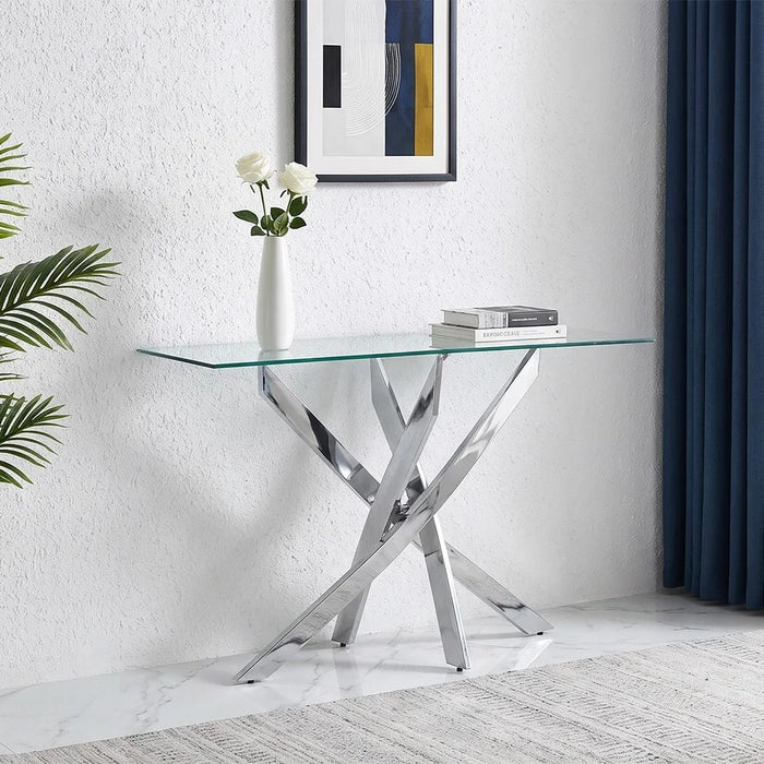 Leonardo Console Table Clear/Silver 120 x 40 x 77cm