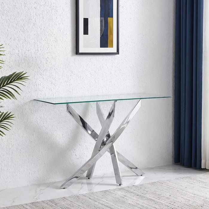 Leonardo Console Table Clear/Silver 120 x 40 x 77cm