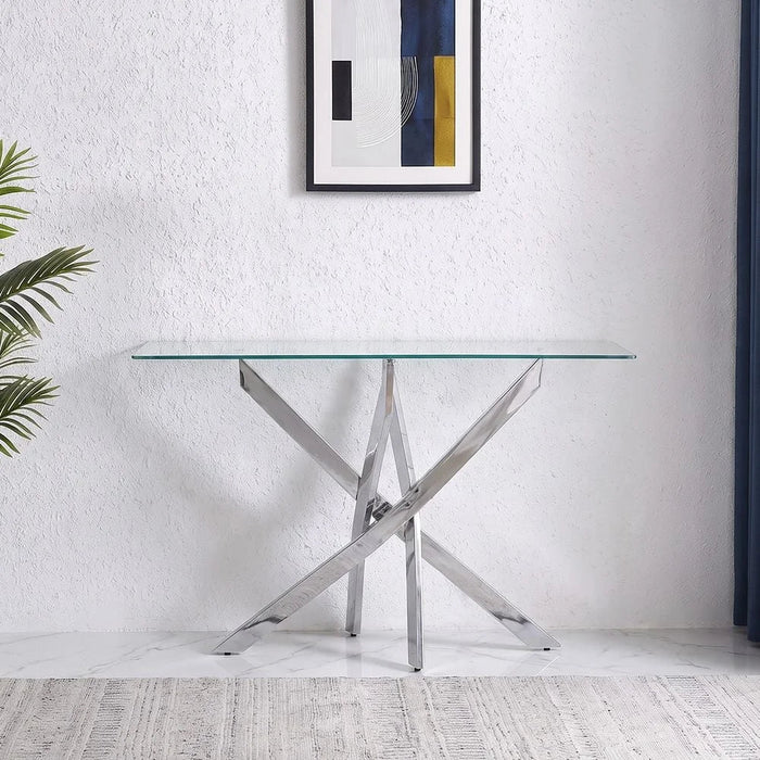Leonardo Console Table Clear/Silver 120 x 40 x 77cm