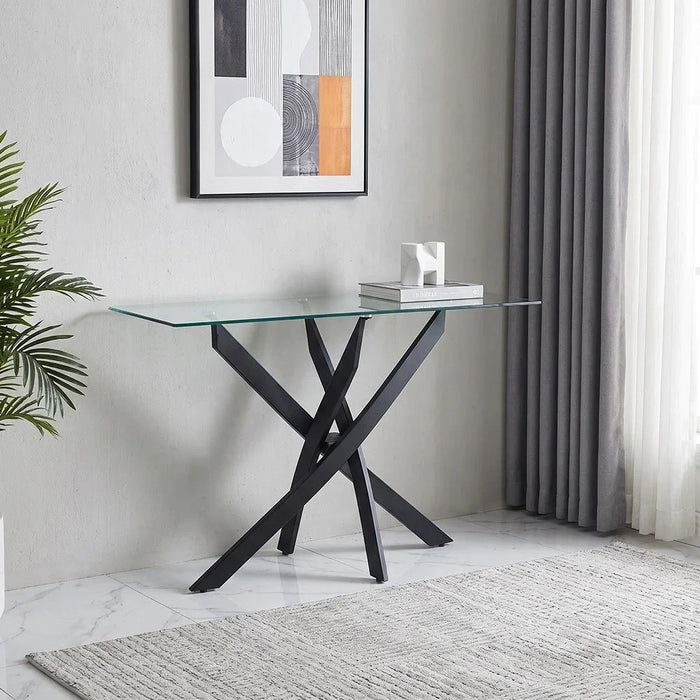 Leonardo Console Table Black/Clear 120x40x77cm