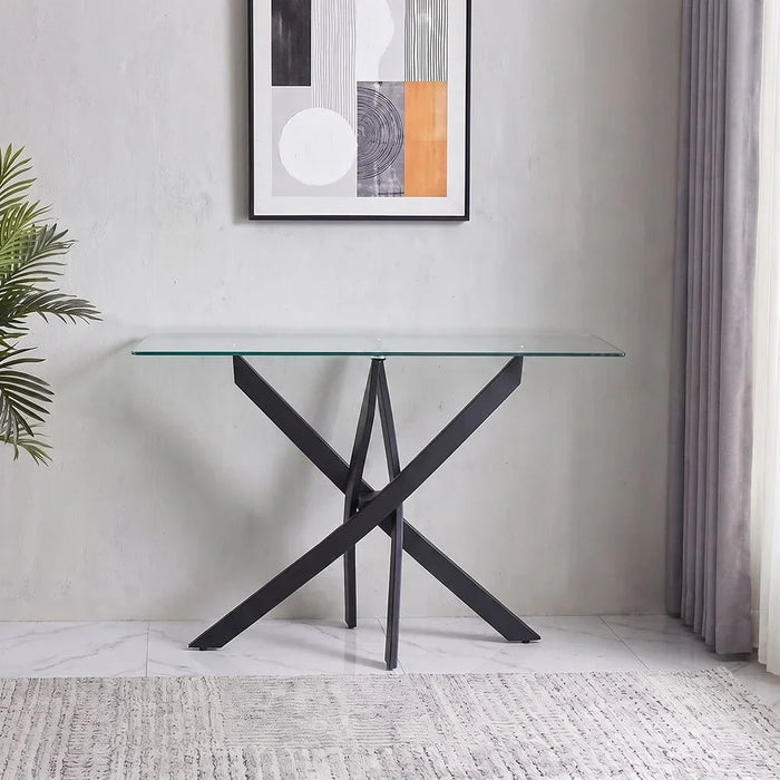 Leonardo Console Table Black/Clear 120x40x77cm