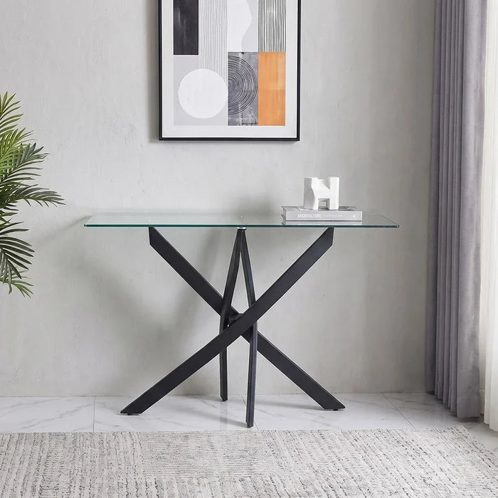 Leonardo Console Table Black/Clear 120x40x77cm