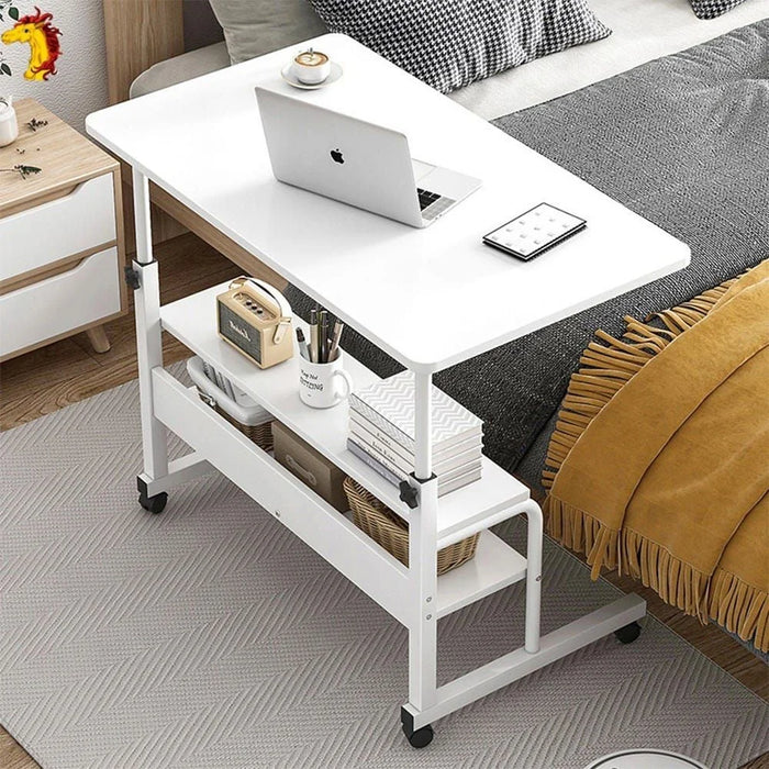 Milly Computer Table Office Desk Workstation Modern PC Laptop Gaming Table Wooden Study Table for Home, Living Room 80x40x69-90 cm - White
