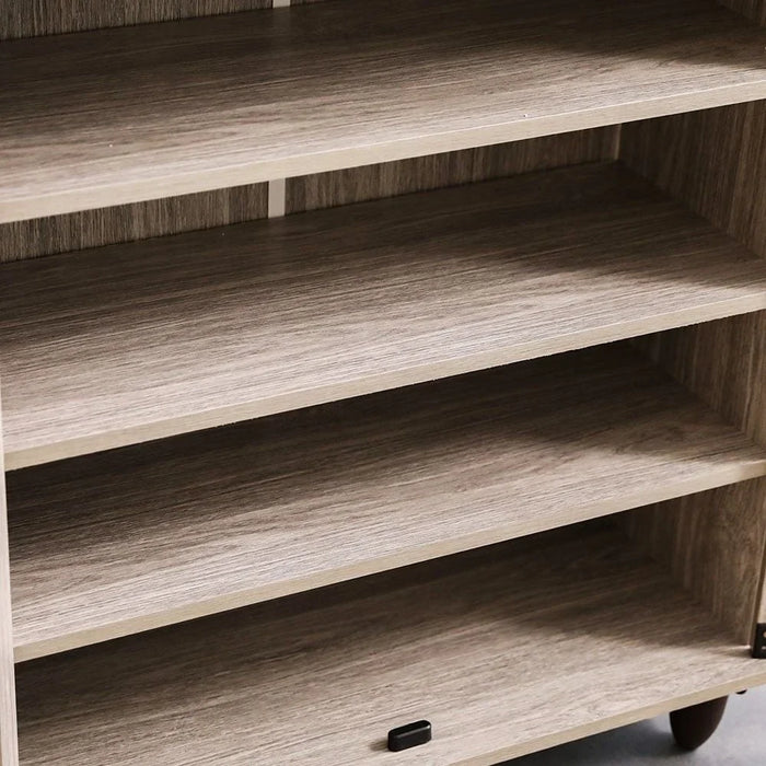 Ricky 14-Pair Shoe Cabinet | 2-Door Wooden Shoe Organiser | 4-Tier Shoe Rack | Modern Design Furniture for Entryway, Hallway, Living Room | Made in Malaysia (L75xW32xH86 cm) - Grey Oak