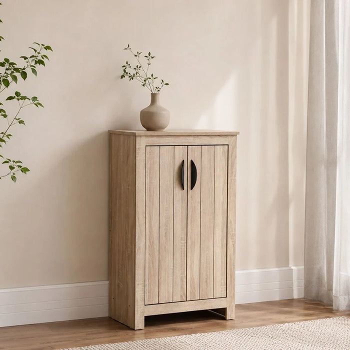 Anton 2 Door Shoe Cabinet Modern Design Wooden Furniture Shoe Organiser For Entryway Hallway Made in Malaysia Shoe Rack L 60 x W 33 x H 99 cm Sonoma Oak
