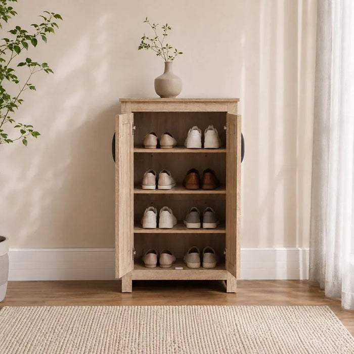 Anton 2 Door Shoe Cabinet Modern Design Wooden Furniture Shoe Organiser For Entryway Hallway Made in Malaysia Shoe Rack L 60 x W 33 x H 99 cm Sonoma Oak