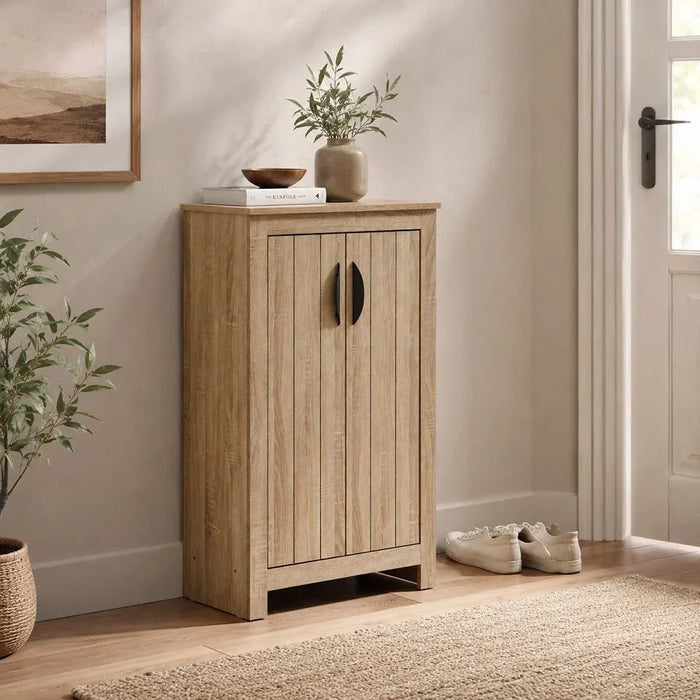 Anton 2 Door Shoe Cabinet Modern Design Wooden Furniture Shoe Organiser For Entryway Hallway Made in Malaysia Shoe Rack L 60 x W 33 x H 99 cm Sonoma Oak