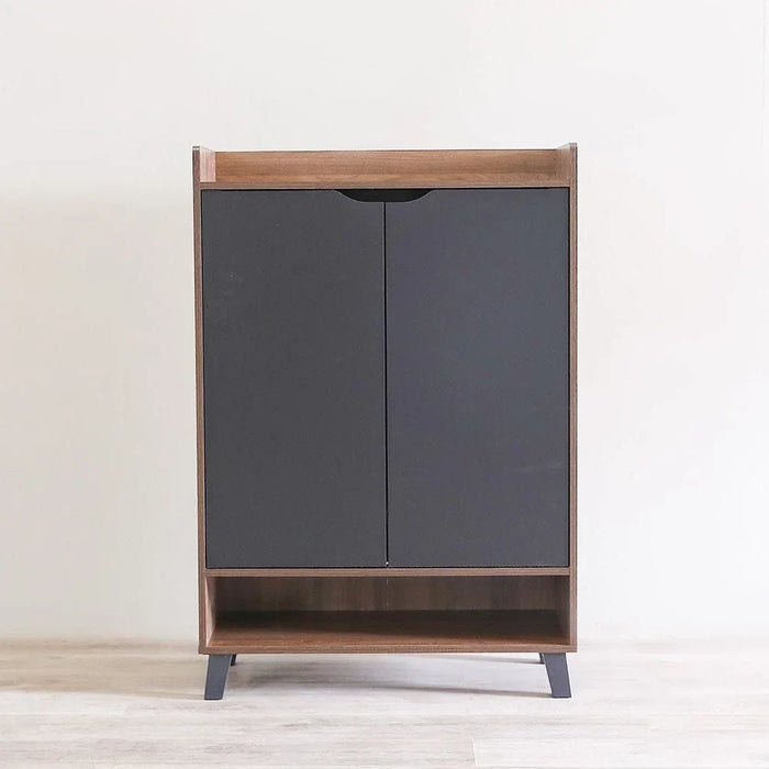 Janos 2 Door Shoe Cabinet Modern Design Wooden Furniture Shoe Organiser For Entryway Hallway Made in Malaysia Shoe Rack L 80 x W 37.8 x H 117 cm Columbia/Black