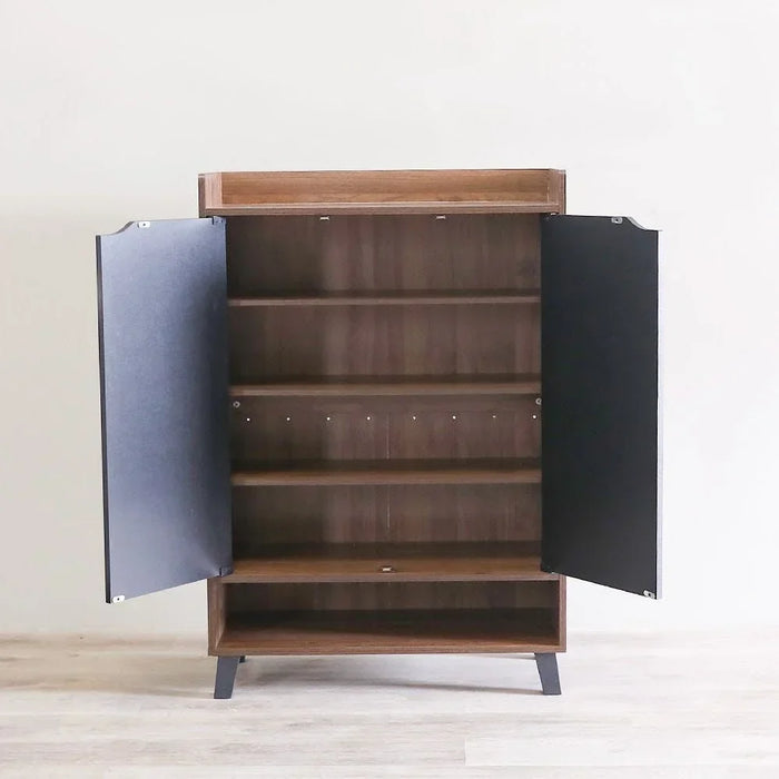 Janos 2 Door Shoe Cabinet Modern Design Wooden Furniture Shoe Organiser For Entryway Hallway Made in Malaysia Shoe Rack L 80 x W 37.8 x H 117 cm Columbia/Black