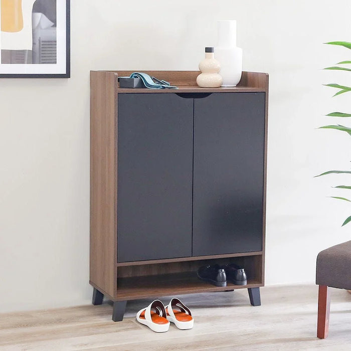 Janos 2 Door Shoe Cabinet Modern Design Wooden Furniture Shoe Organiser For Entryway Hallway Made in Malaysia Shoe Rack L 80 x W 37.8 x H 117 cm Columbia/Black