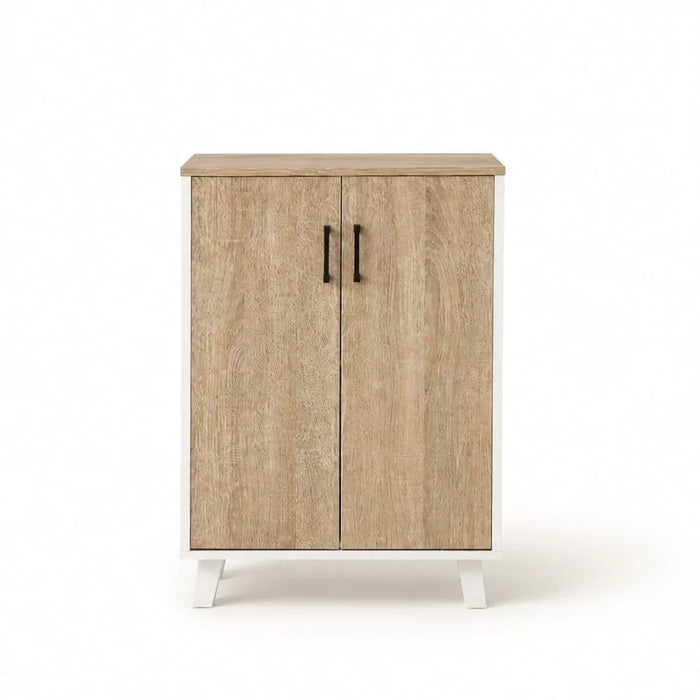 Prima 2 Door Shoe Cabinet Modern Design Wooden Furniture Shoe Organiser For Entryway Hallway Made in Malaysia Shoe Rack L 60 x W 30 x H 88 cm White/Sonoma Oak