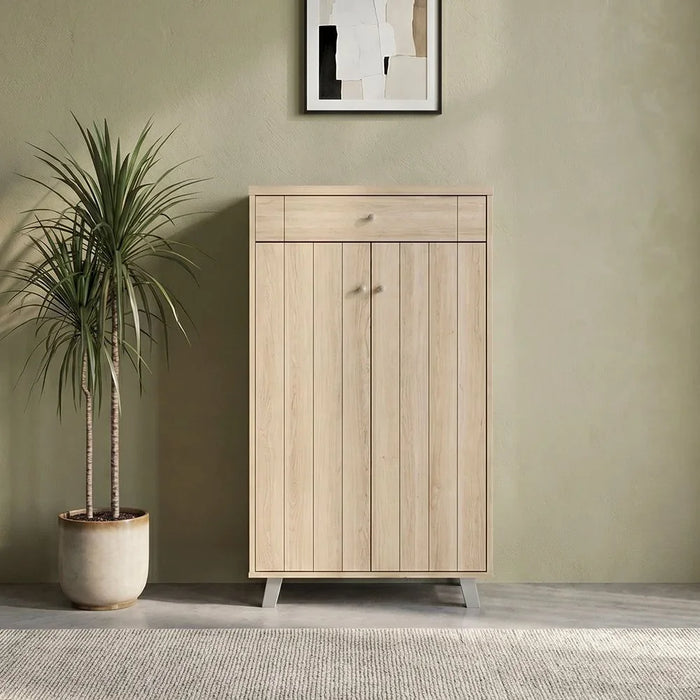 Pluto 2 Door & 1 Drawer Shoe Cabinet For 12 Pairs - Oslo Oak