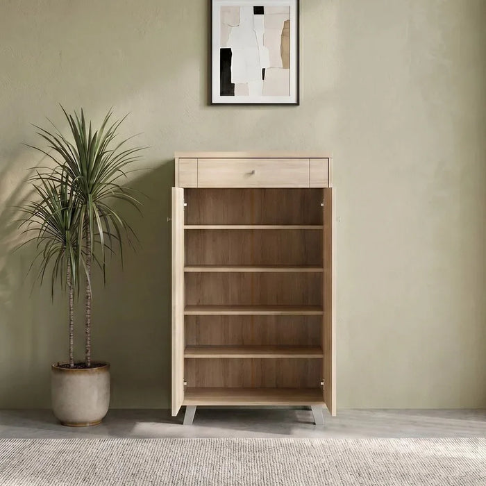 Pluto 2 Door & 1 Drawer Shoe Cabinet For 12 Pairs - Oslo Oak