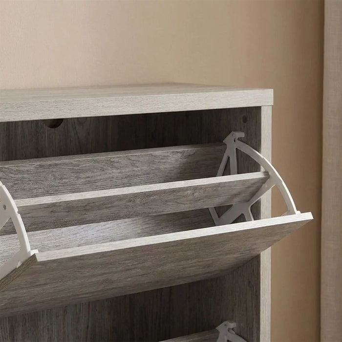 Harper Shoe Cabinet 10 Pairs Of Shoes Modern Design Furniture 3 Door Wooden Shoe Organizer For Entryway Hallway Living Room Shoe Storage Rack L 75 x W 30 x H 112.5 cm Grey Oak