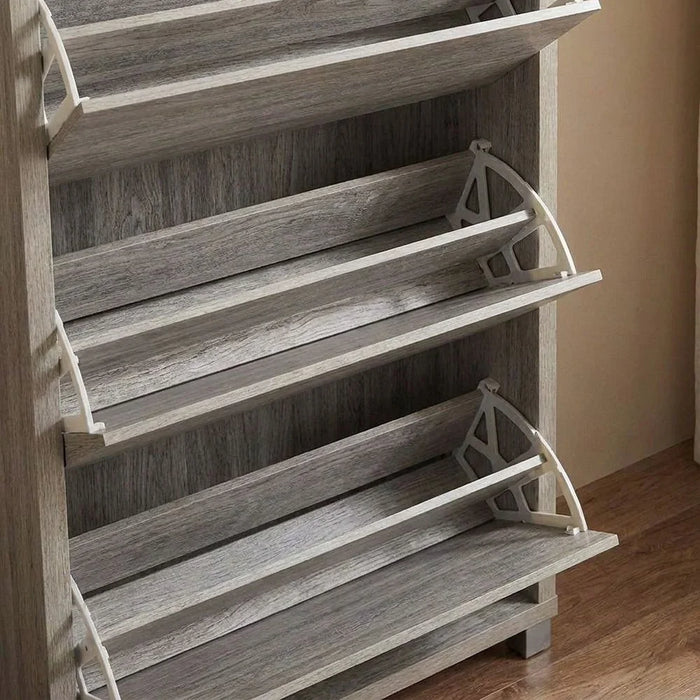 Harper Shoe Cabinet 10 Pairs Of Shoes Modern Design Furniture 3 Door Wooden Shoe Organizer For Entryway Hallway Living Room Shoe Storage Rack L 75 x W 30 x H 112.5 cm Grey Oak