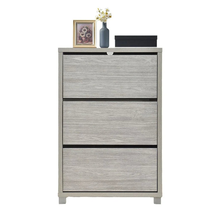 Harper Shoe Cabinet 10 Pairs Of Shoes Modern Design Furniture 3 Door Wooden Shoe Organizer For Entryway Hallway Living Room Shoe Storage Rack L 75 x W 30 x H 112.5 cm Grey Oak