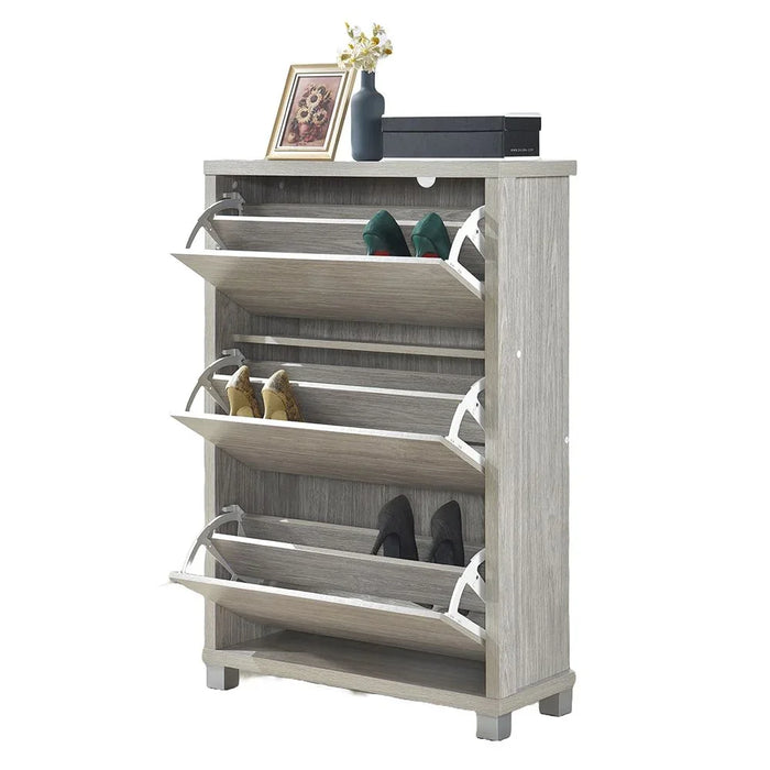 Harper Shoe Cabinet 10 Pairs Of Shoes Modern Design Furniture 3 Door Wooden Shoe Organizer For Entryway Hallway Living Room Shoe Storage Rack L 75 x W 30 x H 112.5 cm Grey Oak