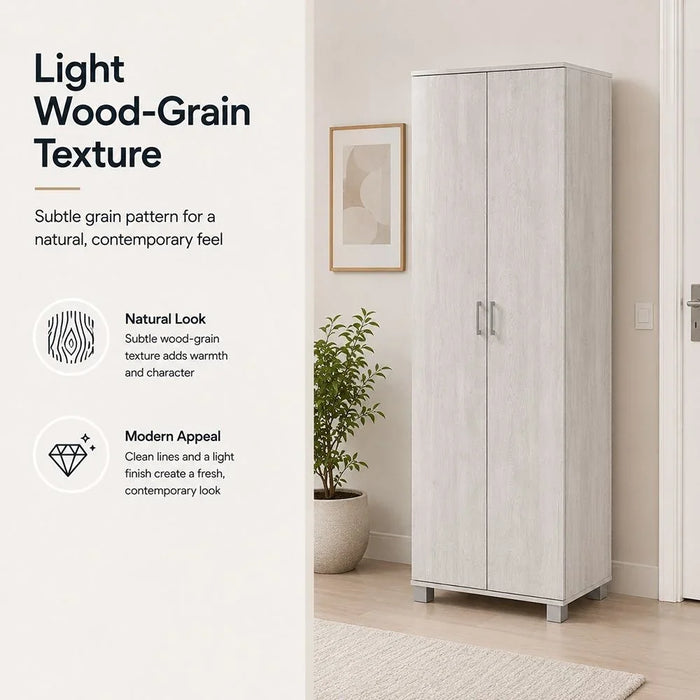 Sandor 2 Door Tall Shoe Rack | 34 Pairs Of Shoes| Modern Design Furniture | Wooden Shoe Cabinet Organizer For Entryway Hallway | Made In Malaysia | L60xW37xH185cm - Snow Oak