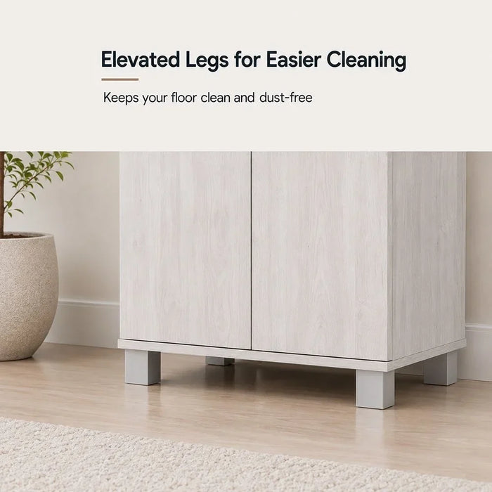 Sandor 2 Door Tall Shoe Rack | 34 Pairs Of Shoes| Modern Design Furniture | Wooden Shoe Cabinet Organizer For Entryway Hallway | Made In Malaysia | L60xW37xH185cm - Snow Oak