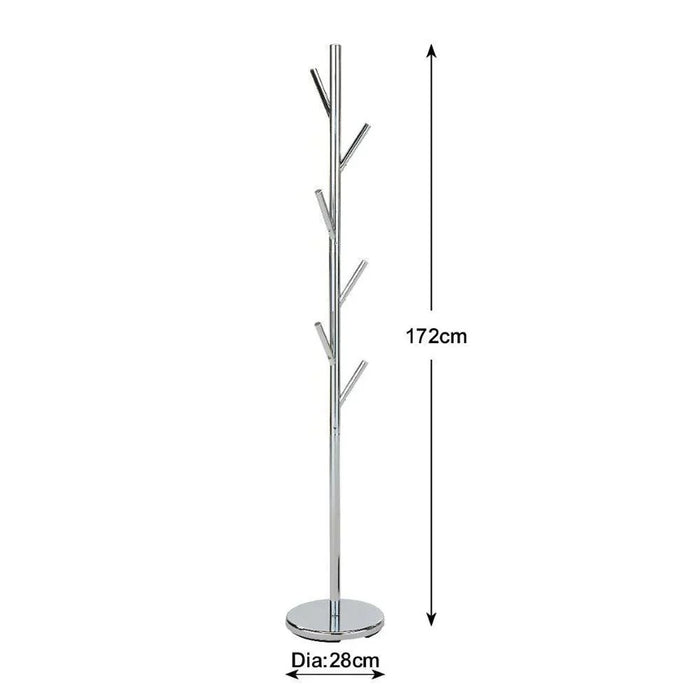 Leomord Coat Hanger Metal Clothing Rack with Modern Hooks for Bag, Hat, Jacket, Purse, Umbrella Freestanding Hat Rack Coat Hanger for Entryway L 28 W 28 X H 172 cm Chrome Plated